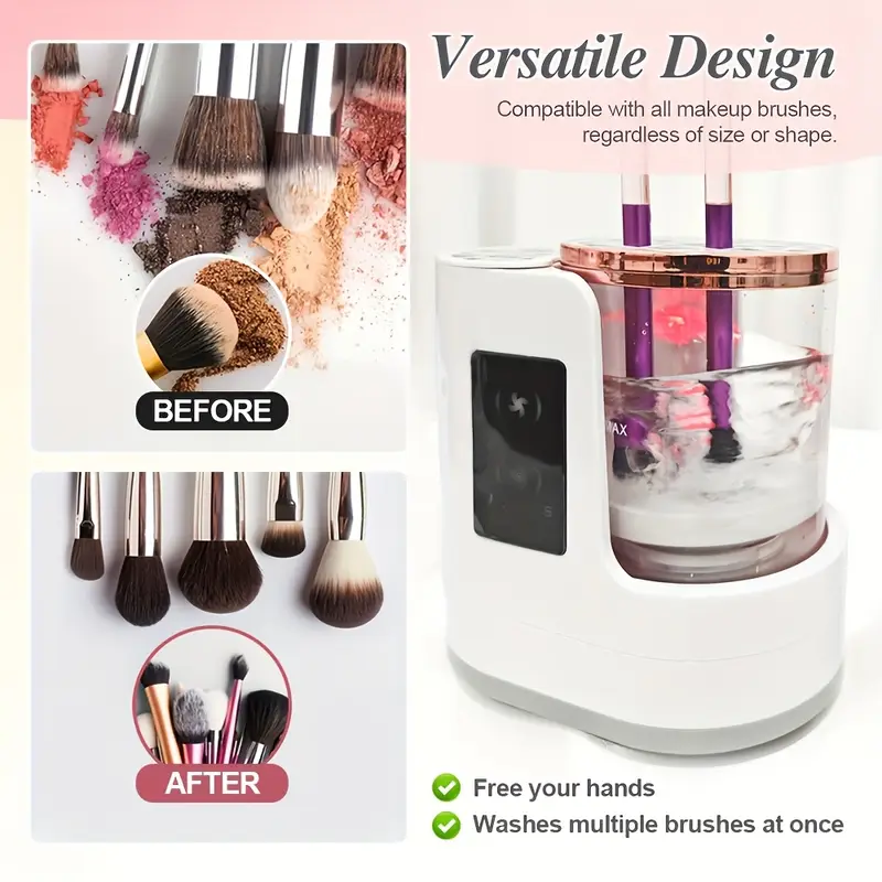 2-in-1 Electric Makeup Brush Cleaner – Automatic USB Dryer, Holder & Cleaning Tool
